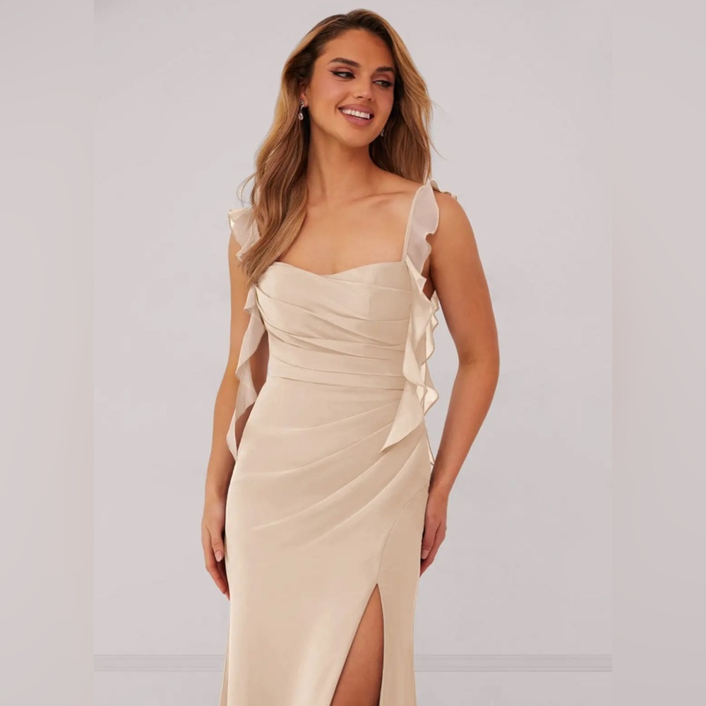 Azazie x Barbie Sweetheart Pleated Ruffle Chiffon Mermaid Dress - Picture 2 of 13